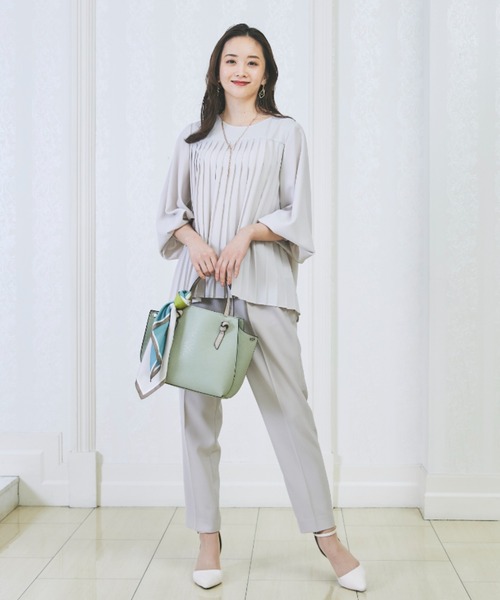 AOYAMA セットアップ 「WEB限定」プリーツブラウス＋テーパード