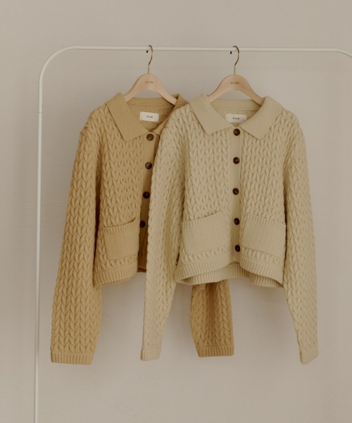 OLUN ニット セーター cable knit shirt/ケーブルニットシャツ
