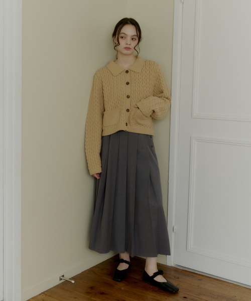 OLUN ニット セーター cable knit shirt/ケーブルニットシャツ