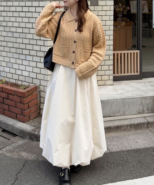 OLUN ニット セーター cable knit shirt/ケーブルニットシャツ
