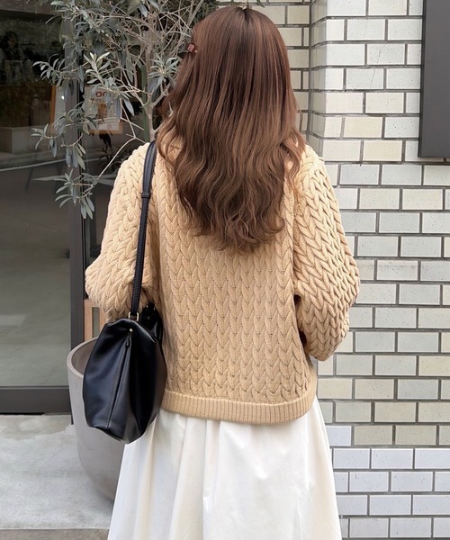 OLUN ニット セーター cable knit shirt/ケーブルニットシャツ