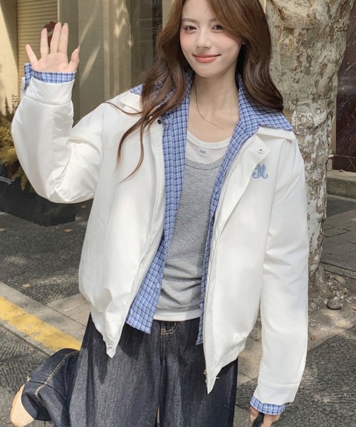 CHANEL グレー ホワイト ジャケット　ジャンパー　ブルゾン DIAVEL ブルゾン アウター 「2色展開」韓国ガーリー×ストリート