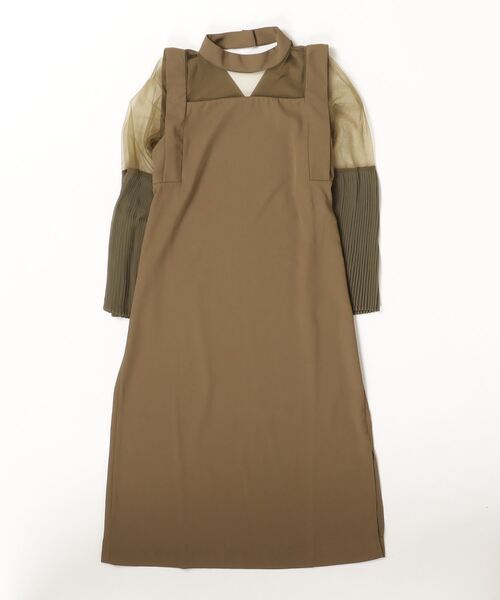 「terrace」 長袖ワンピース MEDIUM カーキ レディース_画像2