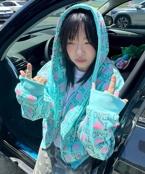 ViViDAY パーカー 「新色追加」英字プリントジップアップパーカー