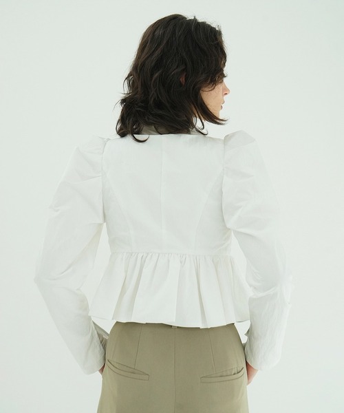 CLANE（クラネ） ブラウス シャツ SHORT PEPLUM RIBBON TOPS