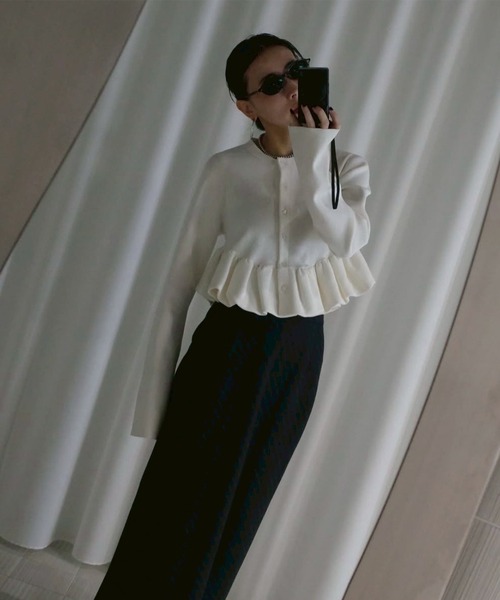 Ameri（アメリ） カーディガン COMPACT BALLOON PEPLUM KNIT CARDIGAN