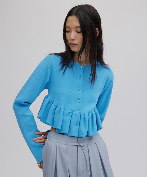 Ameri（アメリ） カーディガン COMPACT BALLOON PEPLUM KNIT CARDIGAN