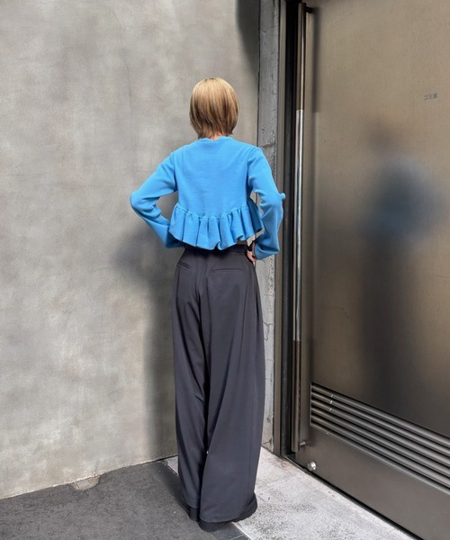 Ameri（アメリ） カーディガン COMPACT BALLOON PEPLUM KNIT CARDIGAN