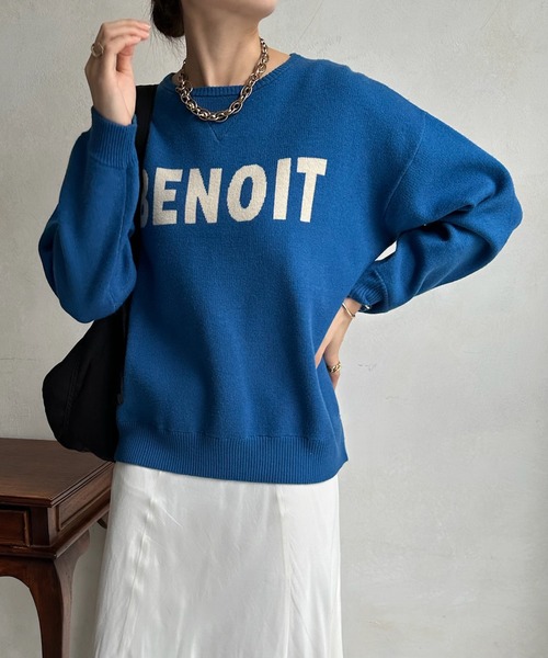 「DouDou」 長袖ニット FREE ブルー レディース_画像9