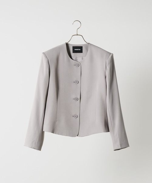 FEKETE(フェケテ) ノーカラージャケット SMALL グレー レディース FEKETE(フェケテ) ノーカラージャケット SMALL グレー レディース