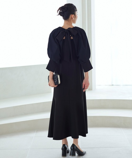 「RUIRUE BOUTIQUE」 7分袖ワンピース L ベージュ レディースの画像