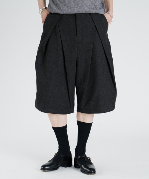 SINSS スラックス Cross tuck wide shorts / クロスタックワイド