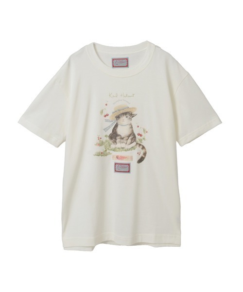 Karl Helmut tシャツ さくらんぼの丘のねこプリントTシャツ メンズ