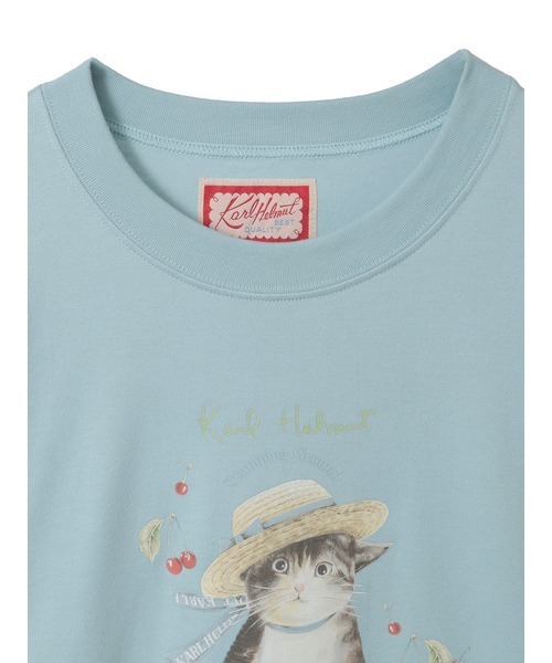 Karl Helmut tシャツ さくらんぼの丘のねこプリントTシャツ メンズ