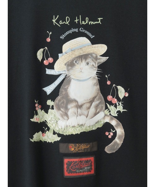 カールヘルム　新品　猫T Karl Helmut tシャツ さくらんぼの丘のねこプリントTシャツ メンズ