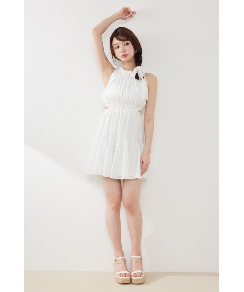 ワンピース 「女神ワンピース」ホルターネックギャザーミニフレアワンピース 夏服の画像