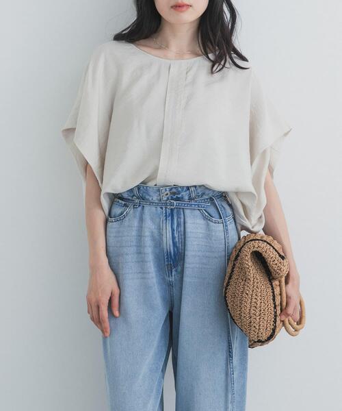 ブラウス シャツ センタータックコクーンブラウス レディースの画像