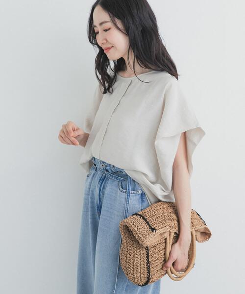 ブラウス シャツ センタータックコクーンブラウス レディースの画像