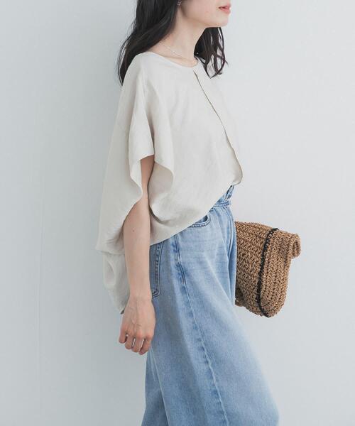 ブラウス シャツ センタータックコクーンブラウス レディースの画像