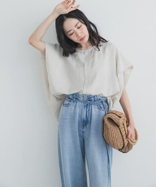 ブラウス シャツ センタータックコクーンブラウス レディースの画像
