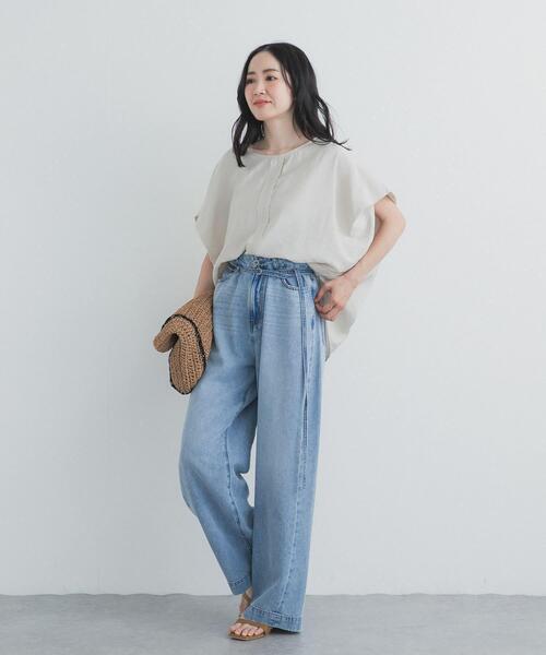 ブラウス シャツ センタータックコクーンブラウス レディースの画像