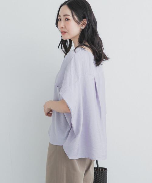 ブラウス シャツ センタータックコクーンブラウス レディースの画像