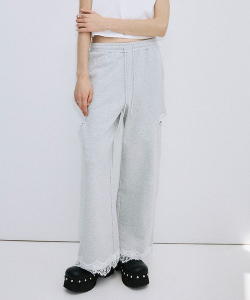ワイドパンツ スウェットパンツ ジャージ SLIT SWEAT PANTS 2/スリットスウェットパンツ2 レディースの画像
