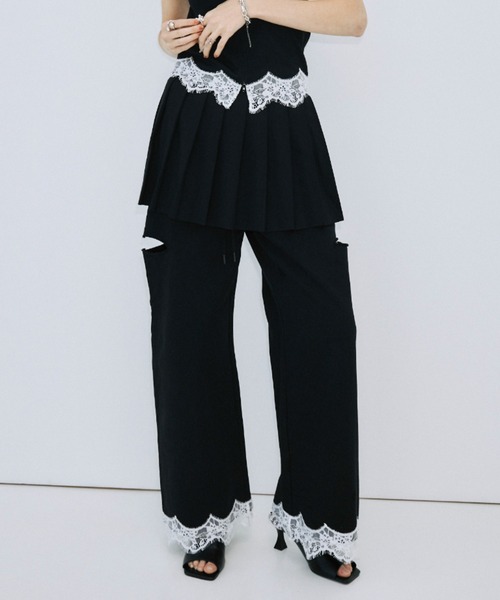 ワイドパンツ スウェットパンツ ジャージ SLIT SWEAT PANTS 2/スリットスウェットパンツ2 レディースの画像