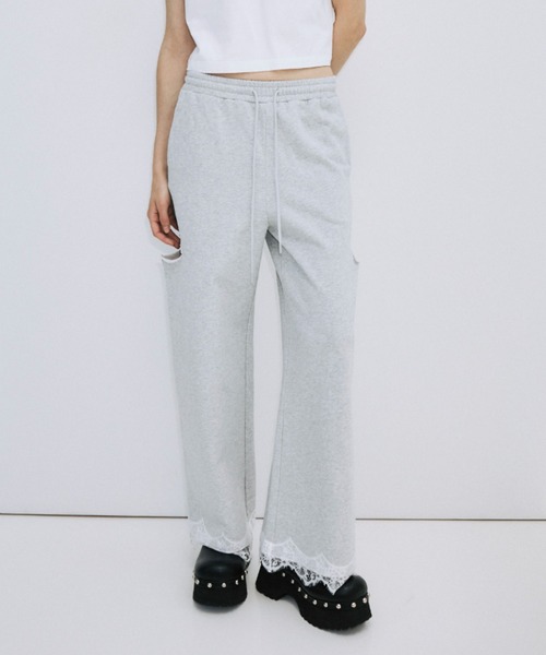 ワイドパンツ スウェットパンツ ジャージ SLIT SWEAT PANTS 2/スリットスウェットパンツ2 レディースの画像