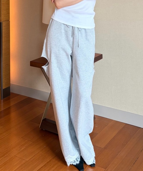 ワイドパンツ スウェットパンツ ジャージ SLIT SWEAT PANTS 2/スリットスウェットパンツ2 レディースの画像
