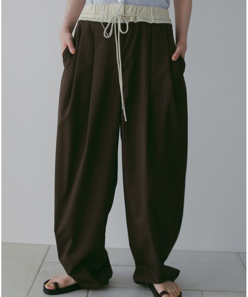 anuke（アンヌーク） パンツ Bicolor Stripe Pants レディース