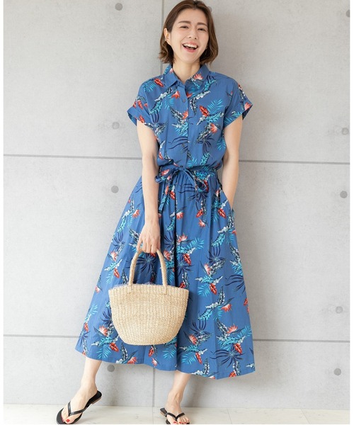 「PREFERIR」 シャツワンピース SMALL ネイビー レディース_画像2