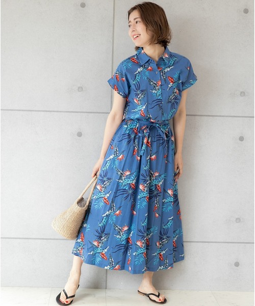 「PREFERIR」 シャツワンピース SMALL ネイビー レディース_画像4