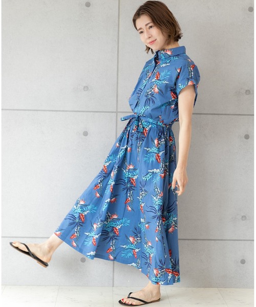 「PREFERIR」 シャツワンピース SMALL ネイビー レディース_画像6