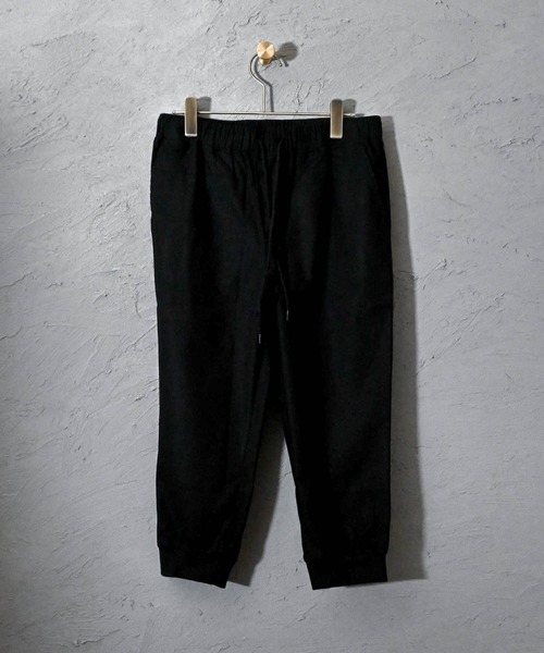 パンツ 11番綿麻ストレッチ 裾リブクロップドジョガーパンツ