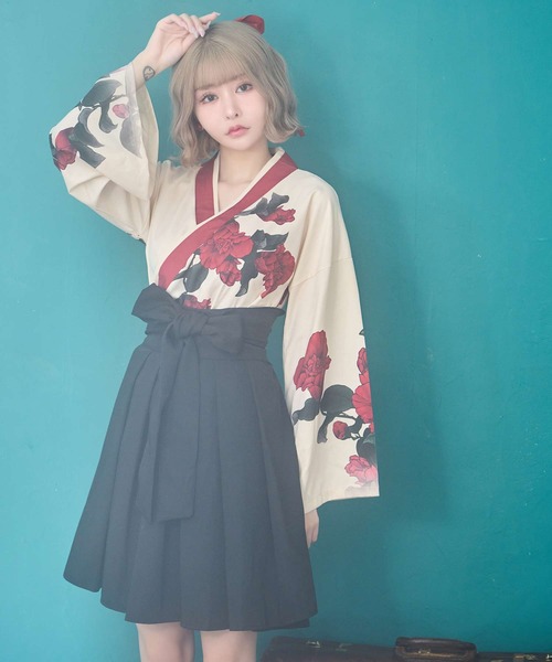 Tika（ティカ） コスプレ コスプレ かわいい 巫女 和装 バラ ミニ 袴 3 Tika 巫女 衣装 コスプレ 和装