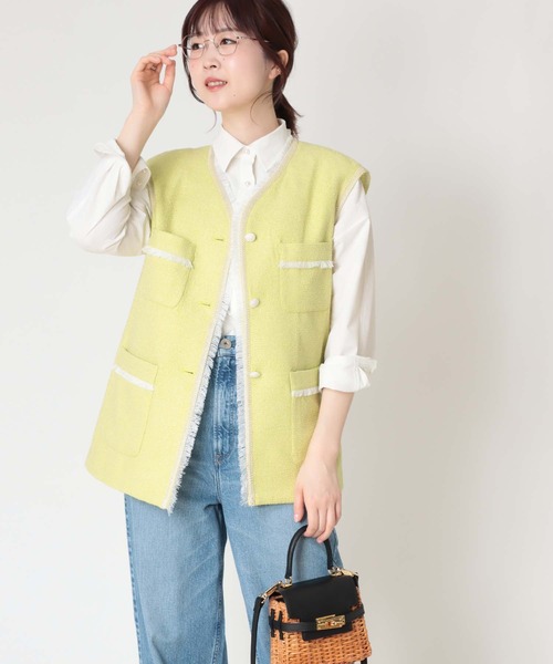 ベスト ジレ プードルツイード クラシカルベスト レディース Jines ベスト ジレ プードルツイード クラシカルベスト