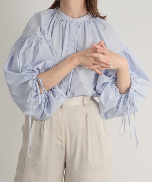 シャツ/ブラウス(長袖/七分) Amiur squeeze sleeve gather blouse Amiur（エミレ） シャツ ブラウス squeeze sleeve gather blouse