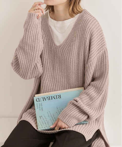 ad thie（アドティエ） ニット セーター 畦編み Vネックニット