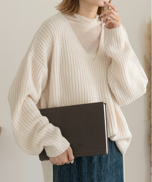 ad thie（アドティエ） ニット セーター 畦編み Vネックニット