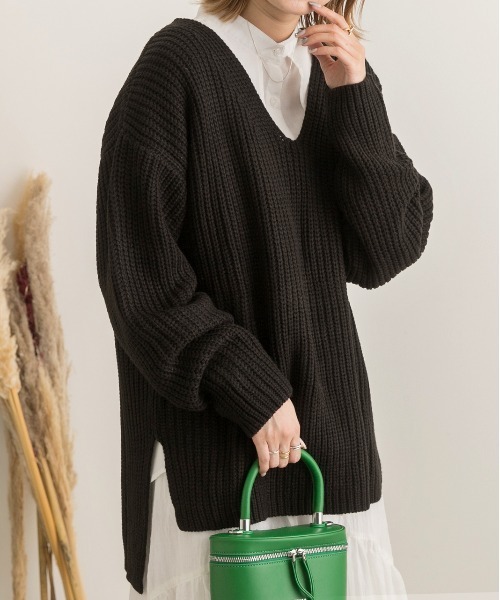 ad thie（アドティエ） ニット セーター 畦編み Vネックニット