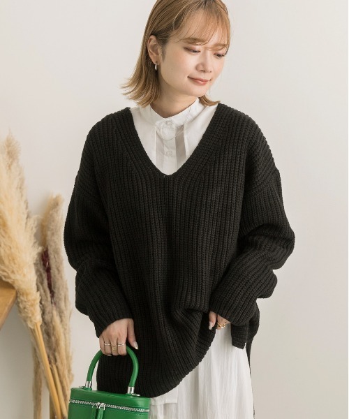 ad thie（アドティエ） ニット セーター 畦編み Vネックニット