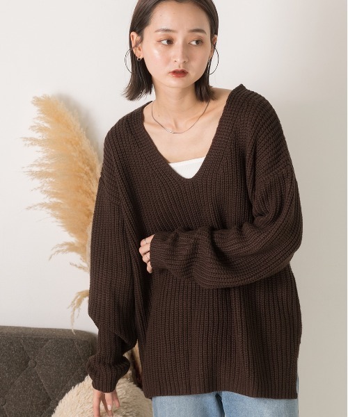 ad thie（アドティエ） ニット セーター 畦編み Vネックニット
