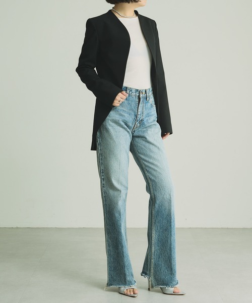 Whim Gazette長谷川京子コラボ】カラーレスジャケット　新品 Whim Gazette ジャケット ノーカラージャケット 「長谷川京子