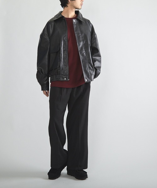 その他ブランド / レザージャケット・ブルゾン/--/レザー/BRW/無地// CERCA ブルゾン アウター RS/PUレザービッグシルエットブルゾン メンズ