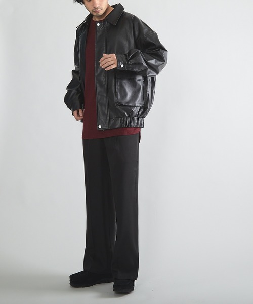 CERCA ブルゾン アウター RS/PUレザービッグシルエットブルゾン メンズ