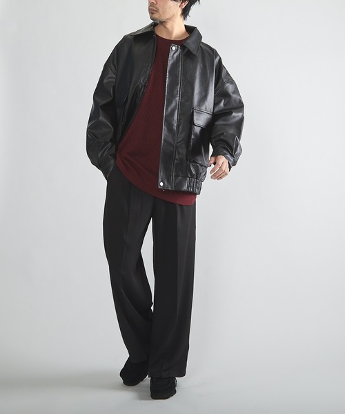CERCA ブルゾン アウター RS/PUレザービッグシルエットブルゾン メンズ