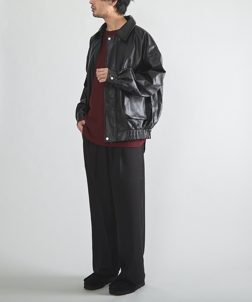 CERCA ブルゾン アウター RS/PUレザービッグシルエットブルゾン メンズ