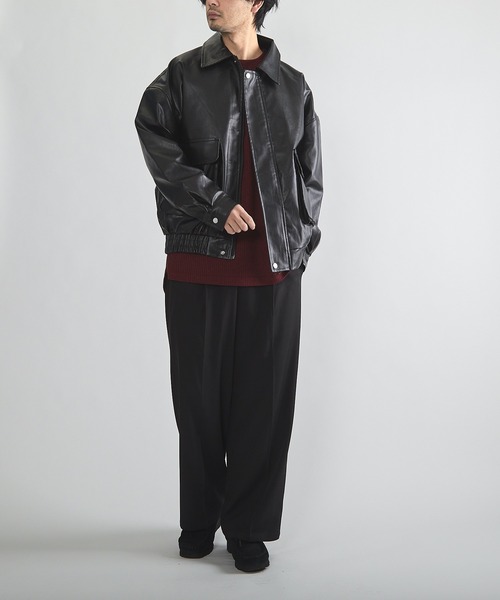 CERCA ブルゾン アウター RS/PUレザービッグシルエットブルゾン メンズ