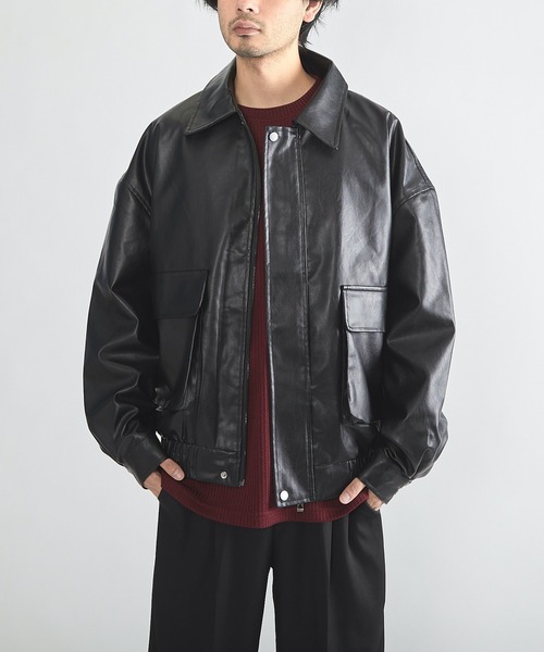 CERCA ブルゾン アウター RS/PUレザービッグシルエットブルゾン メンズ